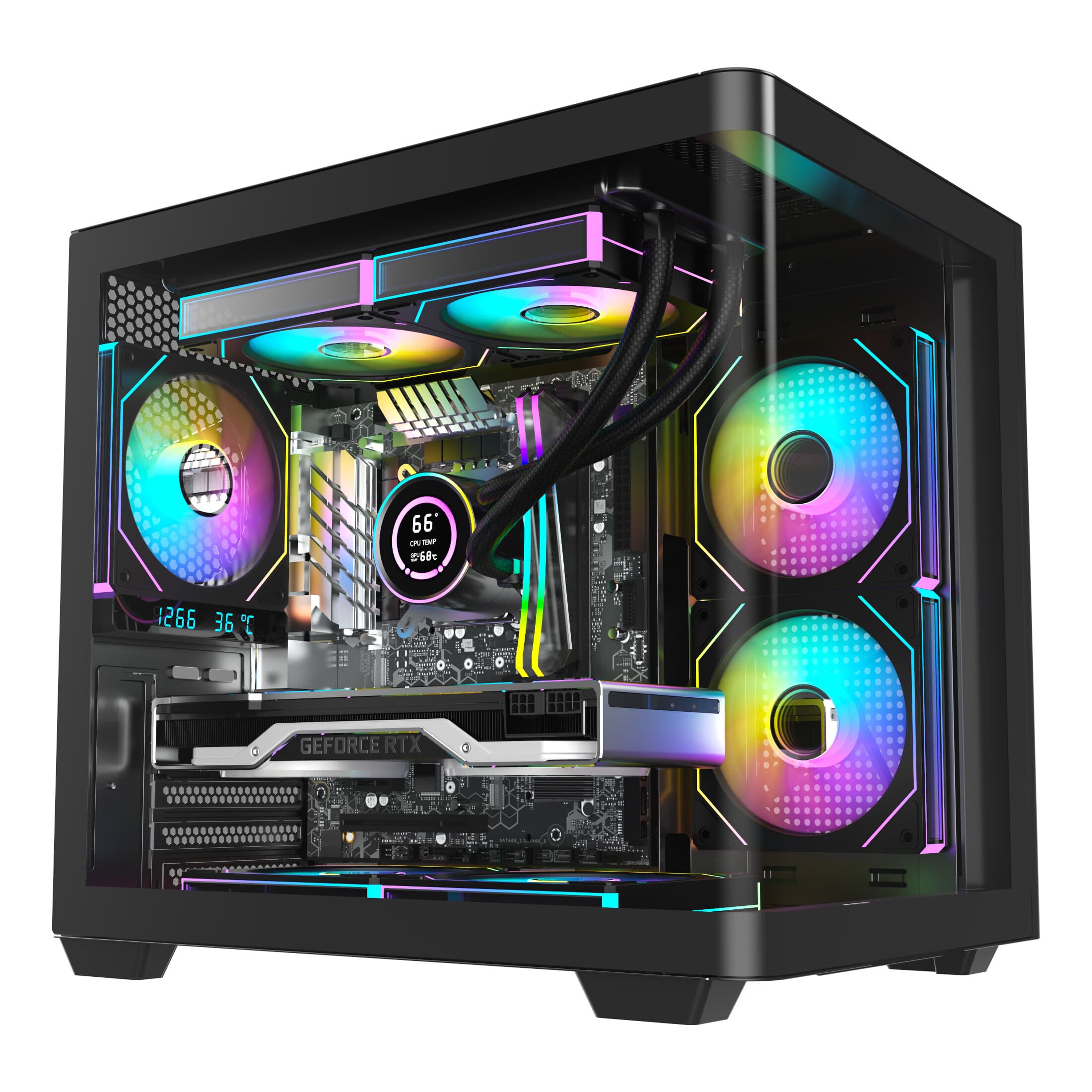 AOC 推出 CG350B 一体式曲面玻璃海景房机箱:兼容 240 水冷,189 元